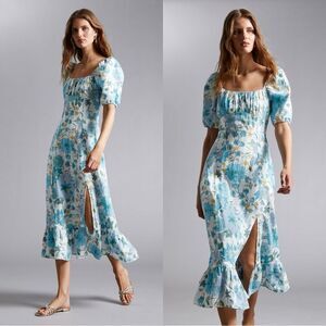 & OTHER STORIES Puff Sleeve Linen Midi Dress